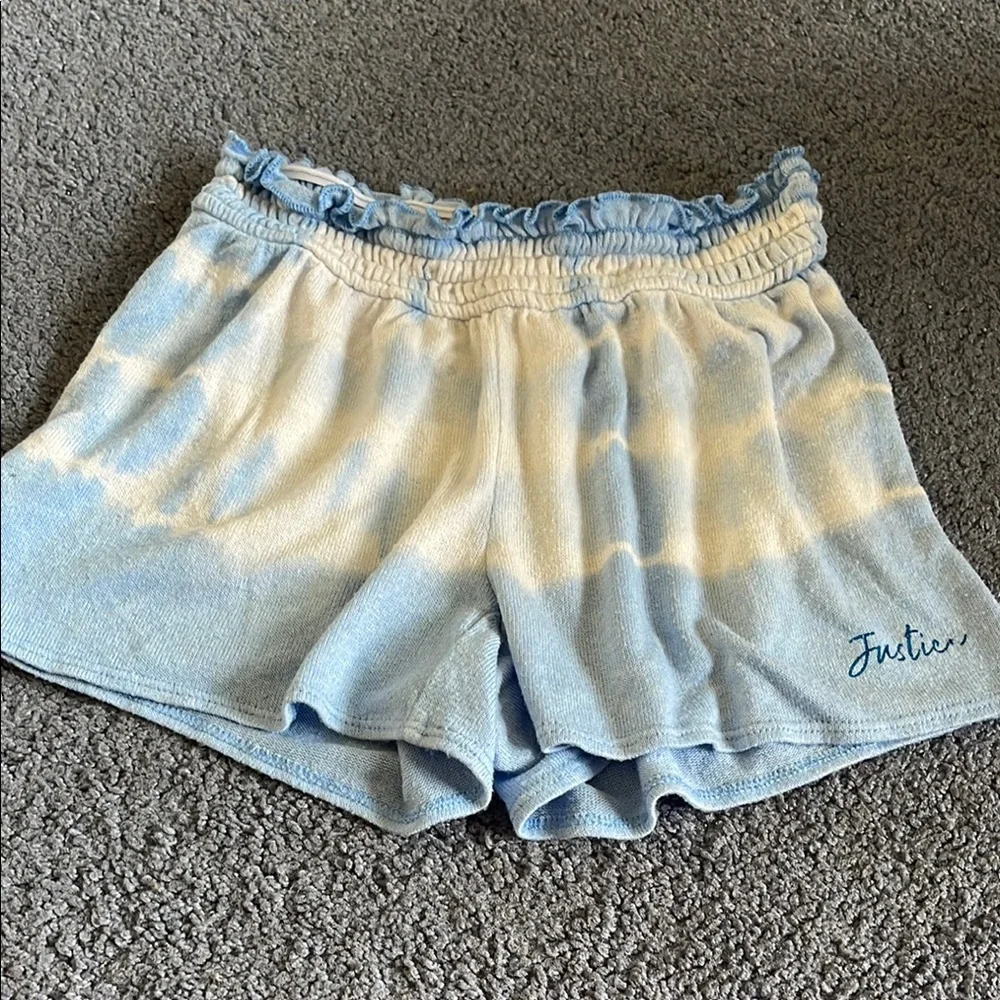 Justice Blue and White Relaxed Fit Shorts